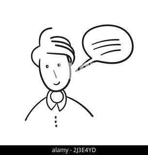 Vector image of a female teacher who speaks. Teaching and storytelling. Stock Vector