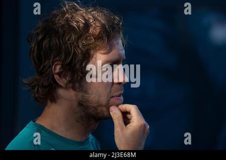 Melbourne, Australia. 07th Apr, 2022. Sebastian Vettell of Germany and Aston Martin Racing seen during interviews in the paddock ahead of the 2022 Australian Grand Prix at the Albert Park Grand Prix circuit. Credit: SOPA Images Limited/Alamy Live News Stock Photo