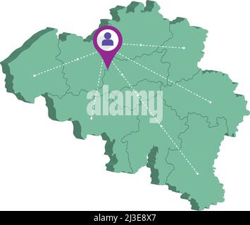 Vector map Belgium. Isolated vector Illustration. Black on White ...
