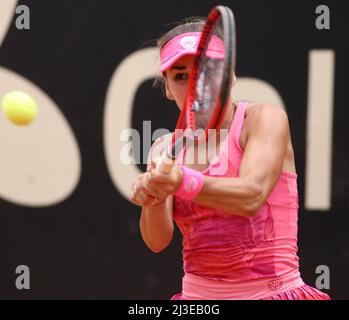 Bogota, Colombia. 7th Apr, 2022. Irina Bara of Romania plays during the match against Suzan Lamens of Netherlands at the Copa Colsanitas WTA Tournament on April 7, 2022 in Bogota, Colombia. (Credit Image: © Daniel Garzon Herazo/ZUMA Press Wire) Stock Photo