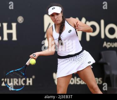 Bogota, Colombia. 7th Apr, 2022. Maria Camila Osorio of Colombia plays during the match against Ä°pek Ã-z of Turkey at the Copa Colsanitas WTA Tournament on April 7, 2022 in Bogota, Colombia. (Credit Image: © Daniel Garzon Herazo/ZUMA Press Wire) Stock Photo