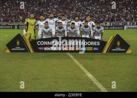 Fortaleza, Brazil. 07th Apr, 2022. Colo Colo players Caior Rocha/SPP Credit: SPP Sport Press Photo. /Alamy Live News Stock Photo