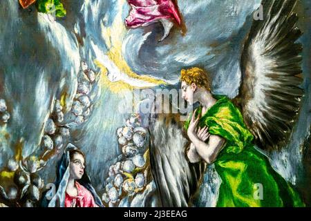 El Greco The Annunciation ca. 1596 - 1600. Oil on canvas. Fragment Stock Photo