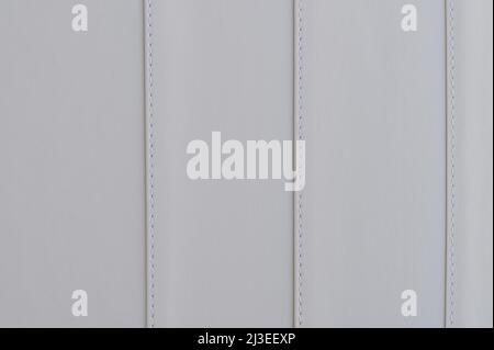 White leather with stitches cover. Lines on clean skin background Stock Photo
