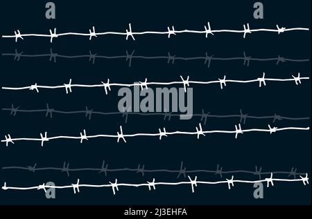 barbed wire, silhouettes at night Stock Vector