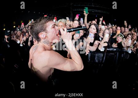 April 7, 2022, Milan, Italy: The Italian singer Riccardo Fabbriconi aka Blanco live at the Fabrique club in Milan. (Credit Image: © Andrea Ripamonti/Pacific Press via ZUMA Press Wire) Stock Photo