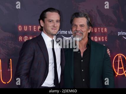 Lewis Pullman and Josh Brolin at the ÔOuter RangeÕ Prime Video Premiere Event Screening held at the Harmony Gold Theater on April 7, 2022 in Los Angeles, CA. © Janet Gough / AFF-USA.COM Stock Photo