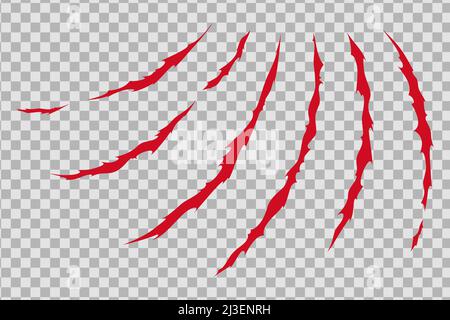 Claw scratches of wild animal. Cat scratches marks isolated in transparent background. Monochrome vector illustration Stock Vector