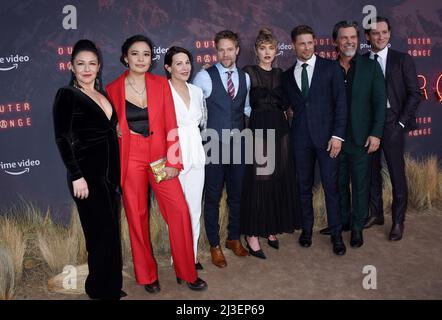 Tamara Pdemski, Morningstar Angeline, Lili Taylor, Shaun Sipos, Imogen Poots, Matt Lauria, Josh Brolin and Lewis Pullman at the ÔOuter RangeÕ Prime Video Premiere Event Screening held at the Harmony Gold Theater on April 7, 2022 in Los Angeles, CA. © Janet Gough / AFF-USA.COM Stock Photo