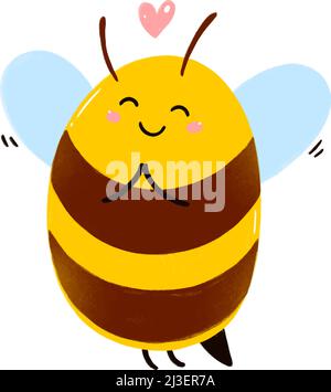 Smiling Cute Bee Cartoon Character. Vector Illustration Design Stock Vector