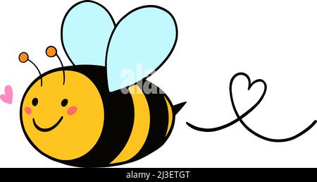Smiling Cute Bee Cartoon Character. Vector Illustration Design Stock Vector