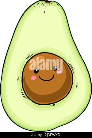 Happy cute smiling avocado face. Vector cartoon character illustration icon Stock Vector