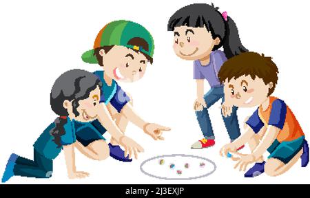 Children Playing Marbles On White Background Illustration Stock Vector 