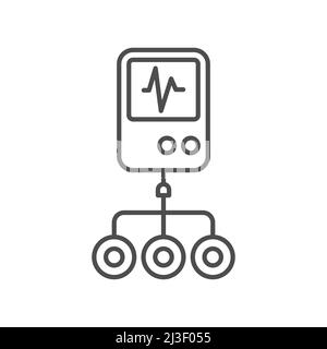 Ecg machine line icon. linear style sign for mobile concept and web design. Heart rate measure outline vector icon. Cardiology symbol, logo illustrati Stock Vector