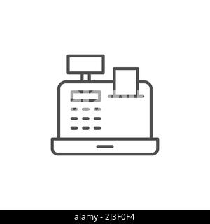 Cash register line icon, outline vector sign, linear style pictogram isolated on white. Symbol, logo illustration. Editable stroke. Pixel perfect Stock Vector