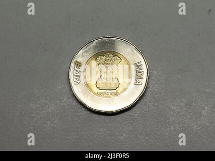 Indian rupees coins ten rupees coins Stock Photo