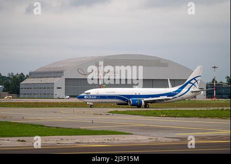 Riga, Latvia - August 31, 2021: aircraft Boeing 737 VP-BCK of ATRAN - Aviatrans Cargo Airlines at Riga International Airport (RIX) Stock Photo