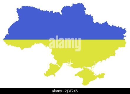 Blue yellow simple Ukraine map Stock Vector