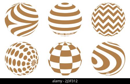 Golden and white vector sphere of lines for design of logo. Icons set Stock Vector