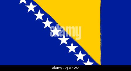 Flag of Bosnia and Herzegovina. Brush strokes painted national symbol background illustration image Stock Photo