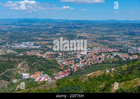 Aerial view of Covilha town in Portugal. Stock Photo