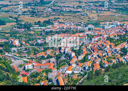 Aerial view of Covilha town in Portugal. Stock Photo