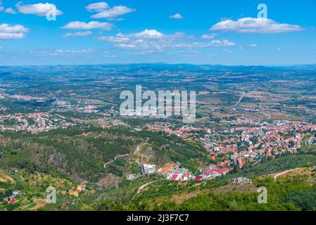 Aerial view of Covilha town in Portugal. Stock Photo