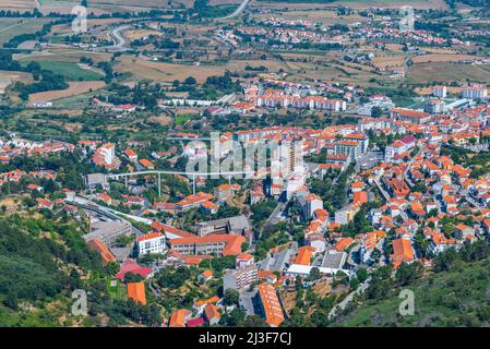 Aerial view of Covilha town in Portugal. Stock Photo