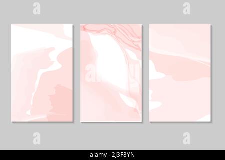 Light green or mint watercolor wet texture.Fuid painting.Alcohol ink.Spring wedding Invitation card template collection. Stock Vector