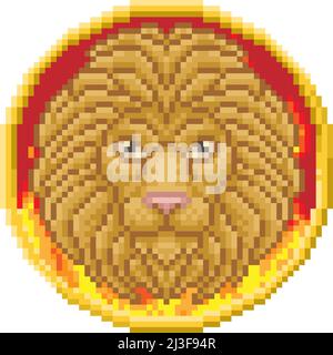 Zodiac Horoscope Astrology Leo Lion Pixel Art Sign Stock Vector