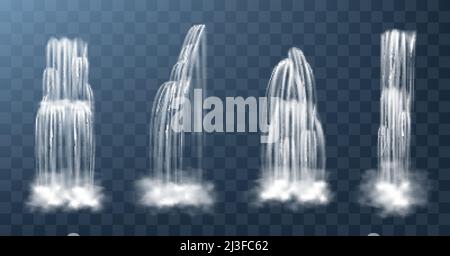Waterfalls isolated on transparent background. Vector realistic river ...