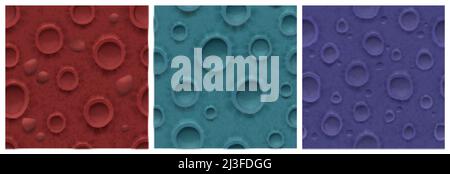 Moon surface seamless background with craters. Vector alien planet texture for game of brown, blue and purple colors, lunar landscape with holes of as Stock Vector