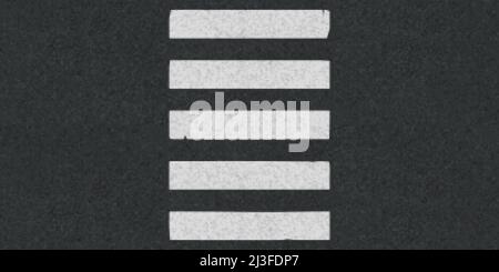 Top view of crosswalk on car road. City street with pedestrian crossing for safety walk. Vector background of black asphalt surface with white zebra l Stock Vector