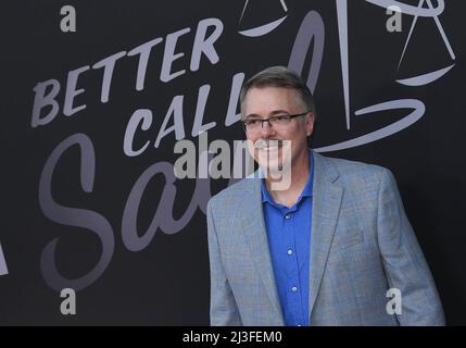 Vince Gilligan at the Premiere of AMC's BETTER CALL SAUL Sixth and Final Season held at the Hollywood Legion Theater in Hollywood, CA on Thursday, ?April 7, 2022. (Photo By Sthanlee B. Mirador/Sipa USA) Stock Photo