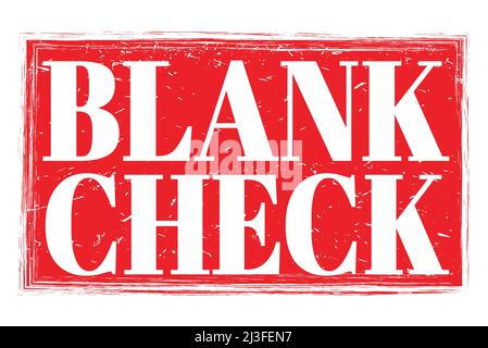 BLANK CHECK, words written on red grungy stamp sign Stock Photo