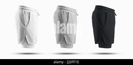Set of Mockups of Men`s Sports Shorts with Compression Undershorts 3D  Render Stock Photo - Image of mockup, running: 245029984