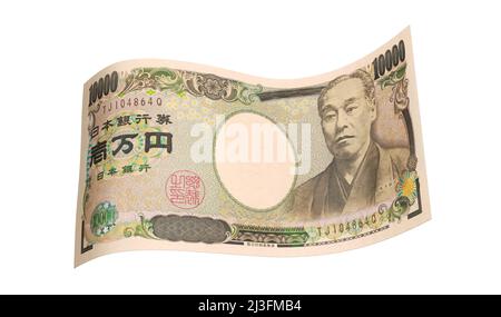 Japanese 10,000 yen banknote, the largest denomination of Japanese yen ...