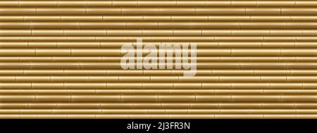 Brown bamboo wall texture. Seamless pattern with horizontal tree sticks. Vector cartoon background with tropical plant stems. Japanese or chinese cane Stock Vector
