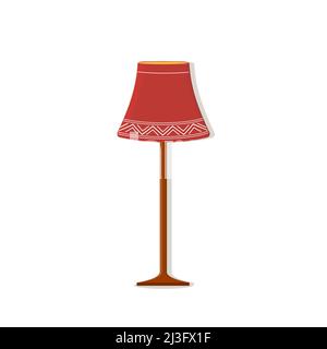 home interior red floor lamp, color vector illustration flat Stock Vector