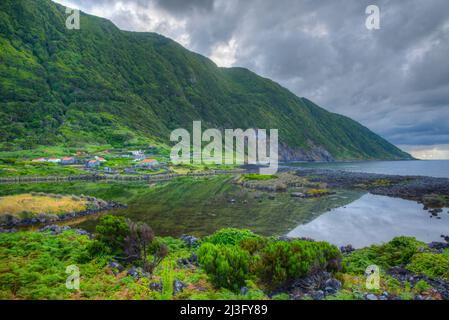 Faja dos Cubres marshes at Sao Jorge island in the Azores, Portugal. Stock Photo