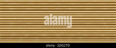 Brown bamboo wall texture. Seamless pattern with horizontal tree sticks. Vector cartoon background with tropical plant stems. Japanese or chinese cane Stock Vector