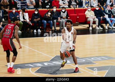 Chris Jones of ASVEL during the Turkish Airlines EuroLeague basketball match between LDLC ASVEL and AX Armani Exchange Milan on April 7, 2022 at Astroballe in Villeurbanne, France - Photo: Patrick Cannaux/DPPI/LiveMedia Stock Photo