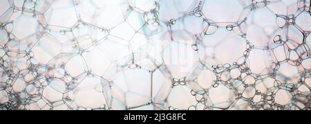 Abstract background and texture of soap bubbles close up Stock Photo