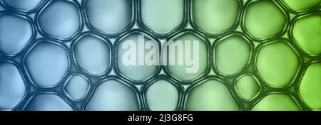 Abstract background and texture of green and blue bubbles close up Stock Photo
