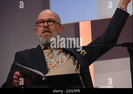 Cologne, Germany. 06th Apr, 2022. Journalist and author Thomas Böhm reads at Lit.Cologne, the international literature festival Credit: Horst Galuschka/dpa/Alamy Live News Stock Photo