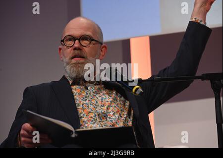 Cologne, Germany. 06th Apr, 2022. Journalist and author Thomas Böhm reads at Lit.Cologne, the international literature festival Credit: Horst Galuschka/dpa/Alamy Live News Stock Photo