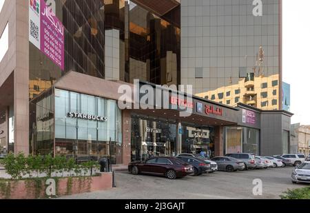 Riyadh, Saudi Arabia, 1st April 2022: street picture of Riyadh, Olaya street Stock Photo