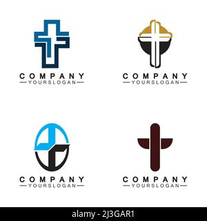 Church logo.Illustration of modern, clean church cross sign for a modern church sign.Icon of christian cross. Sign of catholic, religious and orthodox Stock Vector