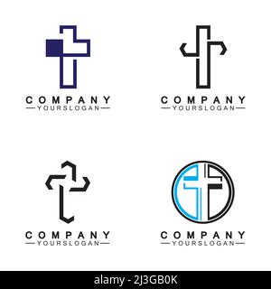 Church logo.Illustration of modern, clean church cross sign for a modern church sign.Icon of christian cross. Sign of catholic, religious and orthodox Stock Vector