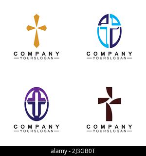 Church logo.Illustration of modern, clean church cross sign for a modern church sign.Icon of christian cross. Sign of catholic, religious and orthodox Stock Vector